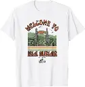 Camiseta con texto en inglés "Welcome to Isla Nublar", Blanco