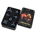 Juego de 7 dados de metal DND de color negro y azul con caja, dados de juego de rol Dungeons and Dragons Dungeons and Dragons, juego de dados poliédricos D20 D12 D10 D8 D6 D4