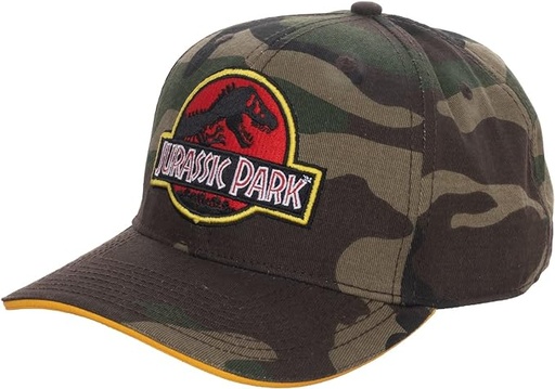 [20061] Jurassic Park Camo Dinosaur Pre-Curved Embroidered Logo Snapback Hat