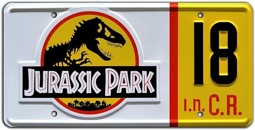 [20063] Placa de matrícula estampada de metal Jurassic Park 