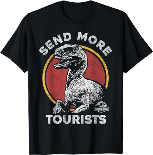 [20064] Classic Black Polyester Cotton Small Sleeve T-Shirt Jurassic Park